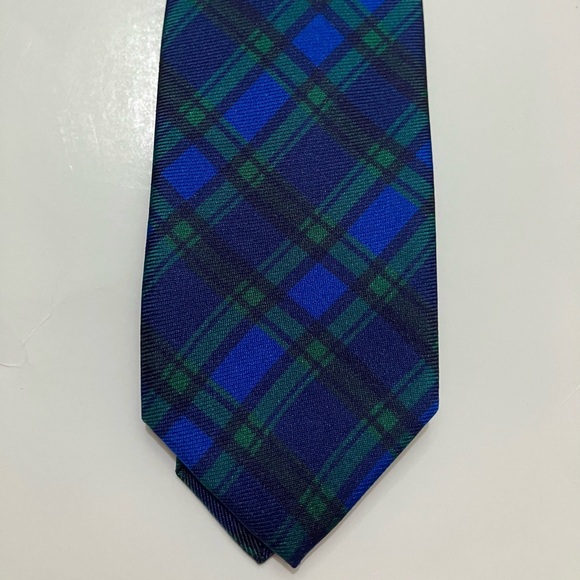 NWT Crewcuts Black Watch Tartan Tie, Silk Plaid Preppy 42” Kids Boy Blue Green - Picture 8 of 13